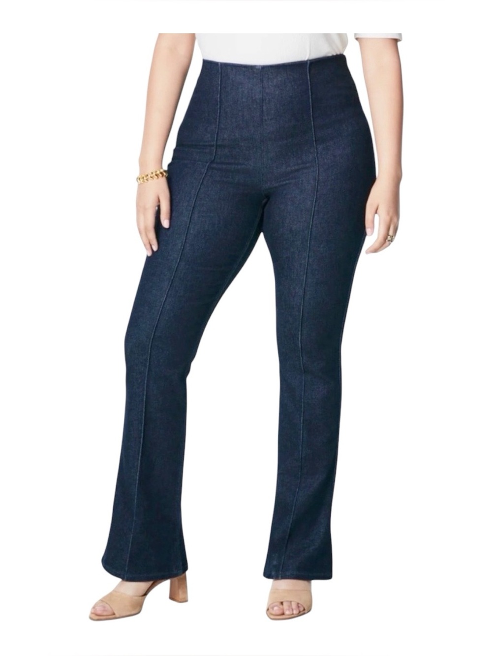 Spanx SpanxShape EveryWear Zero Waistband Micro Flare Jeans Front Seam Large